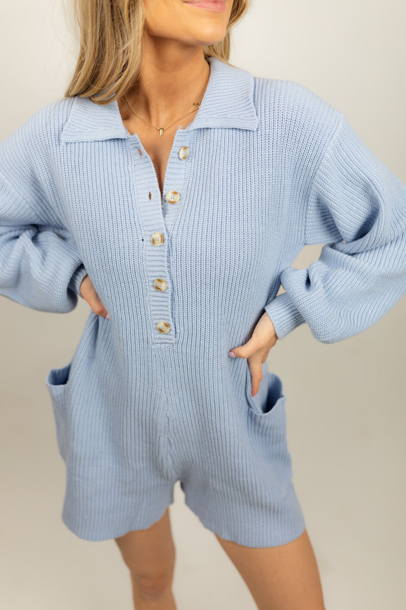 Baby Blue Cozy Up Romper